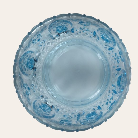 Vintage 1970s PAIR Light Blue Trinket Dish Powder Bowl Nut Candy Lidded Hearts - Picture 14 of 15